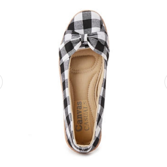 Women's Gingham Bow Flats, Black and White plaid Size XL - Picture 8 of 8